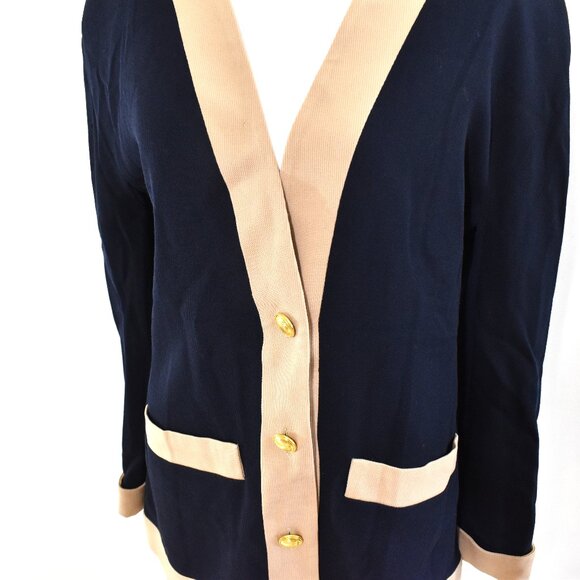 CHANEL Boutique Vintage Navy & Cream Blazer Skirt Suit Set – Gold Buttons - Picture 8 of 14